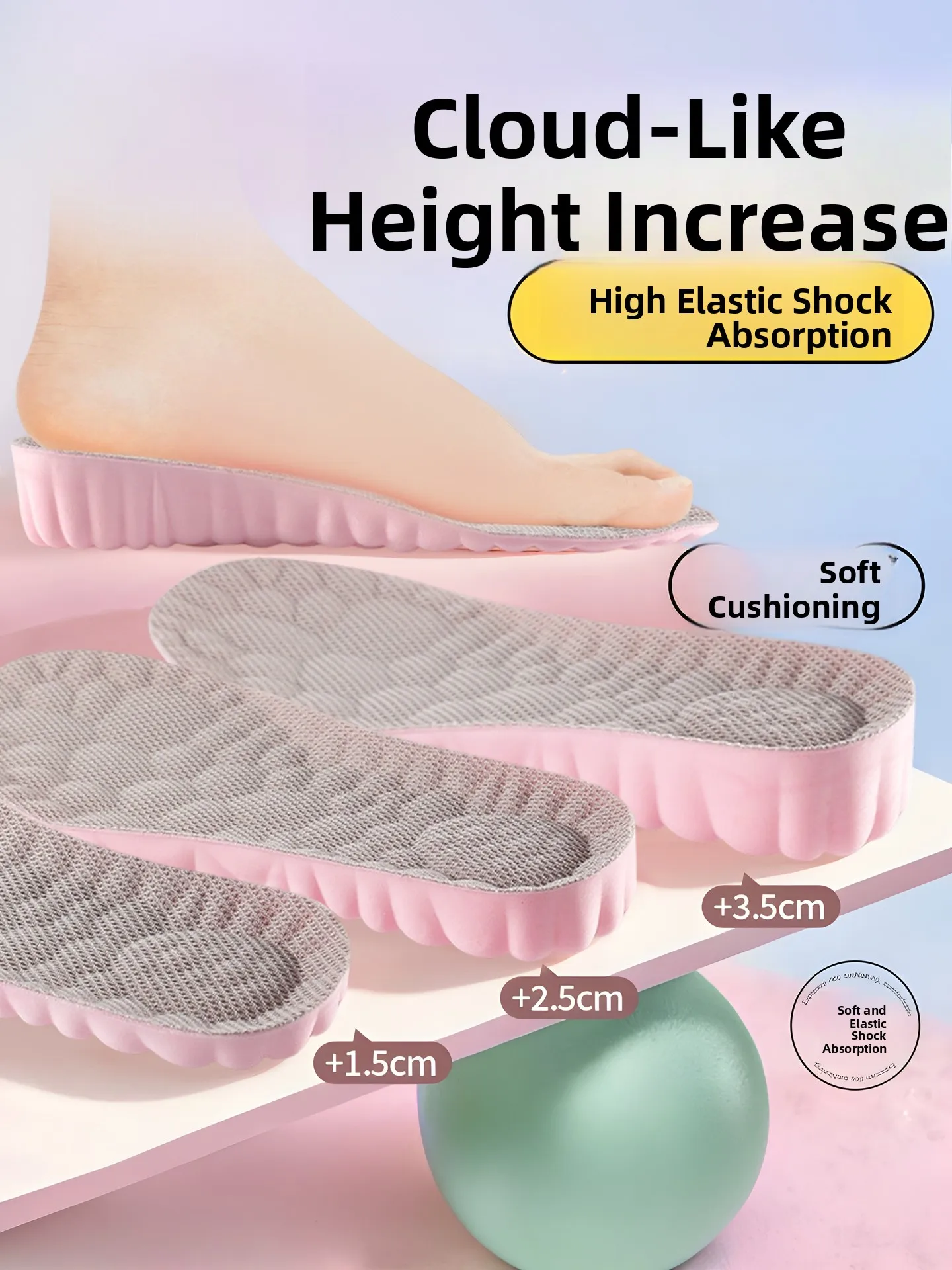 Women's Invisible Super Soft Comfortable Winter Fleece Heightening Shoe Inserts Increase Height without Footwear Sensation
