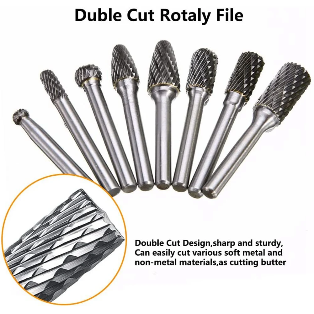 

A96I-8PCS Carbide Burr Set 1/4Inch Shank Tungsten Steel Double Cut Die Grinder Bits, Carbide Rotary Burr For Polishing