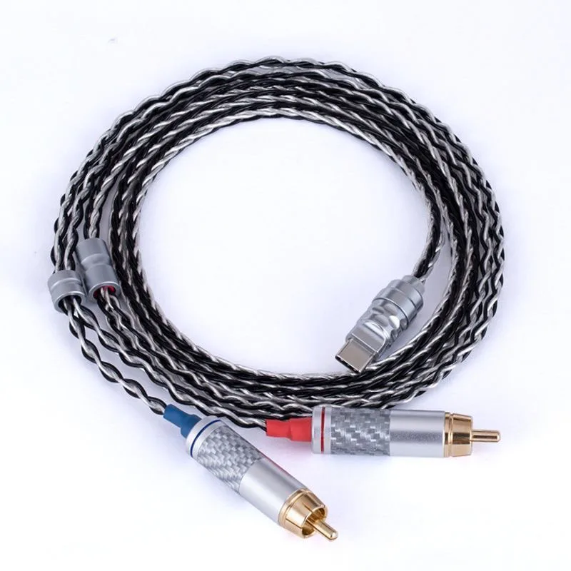 

Кабель аудио Type-C цифровой 3,5 мм 4,4 мм сбалансированный на двойной RCA, из монокристаллической меди с серебряным покрытием, улучшенный кабель для усилителя