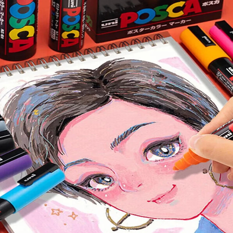 POSCA 8pc Quality Markers Set Quick Dry Waterproof Professional Lasting Artwork Painting Coloring Pens POP Poster Graffiti Tools