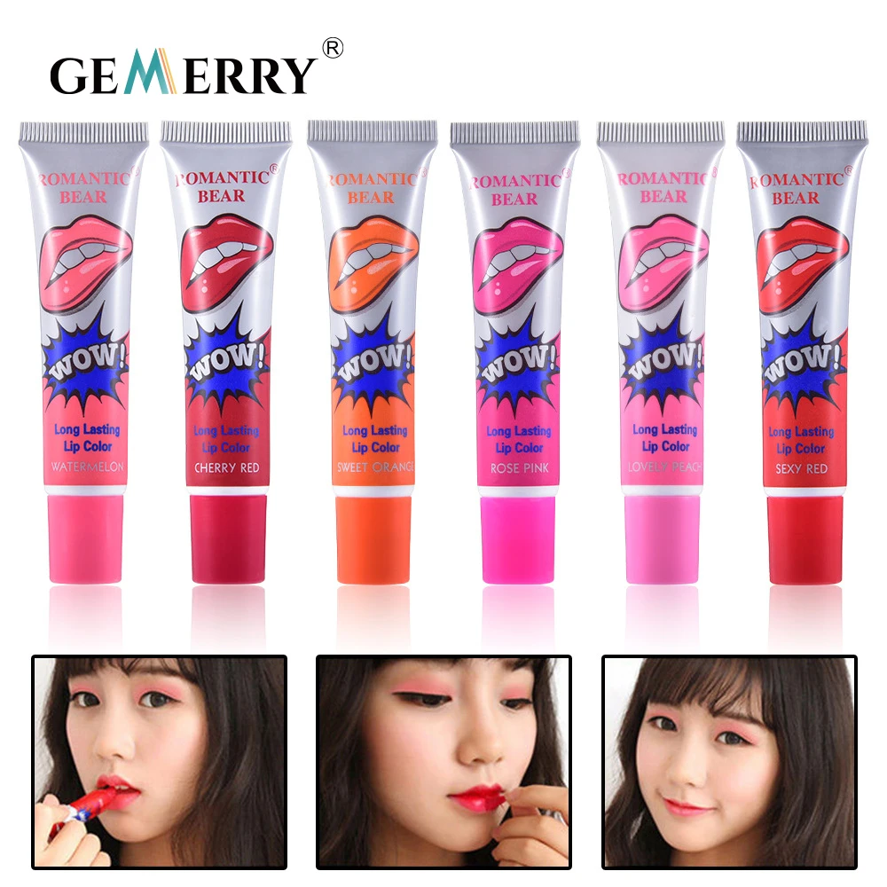 1pc Sexy Red Liquid Lipstick Longlasting Lip Gloss Mask Base Waterproof Moisturizer Makeup Peel Off Lipgloss Cosmetics 6 Colors