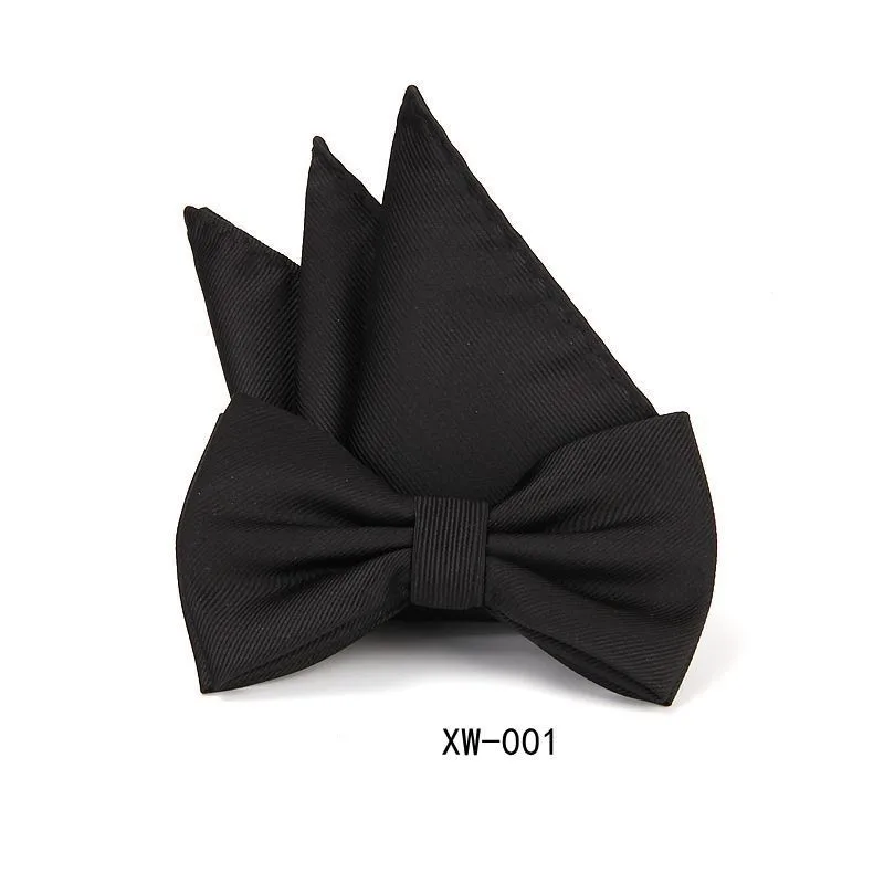 Bow Tie Set Polyester Handkerchief for Man Black Bowtie Shirt Accessory Plaid Bowknot Red Pocket Square Check Hanky