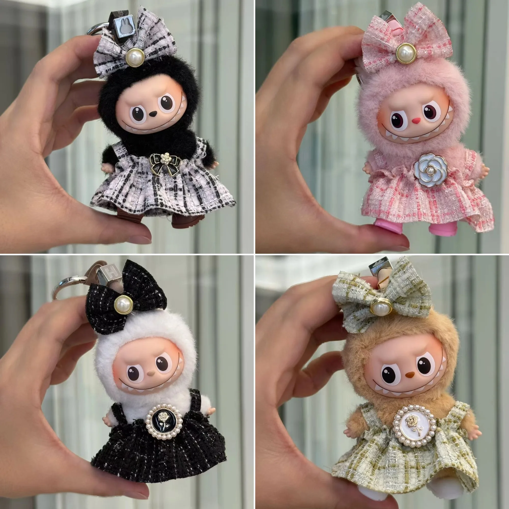 New Mini Version 10cm Labubu 4.0 4th Generation Doll Outfit Elegant Lady-Style Skirt Set With Butterfly Accessories