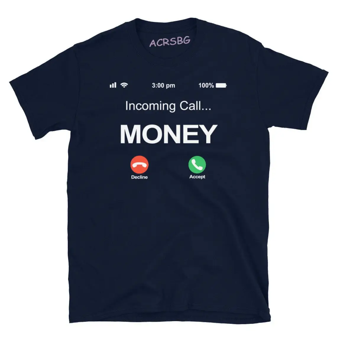 Incoming Call Money T-shirt Men Funny Money is Calling T Shirts Unisex Novelty Graphic Plus Size Casual Tops Tee Cotton