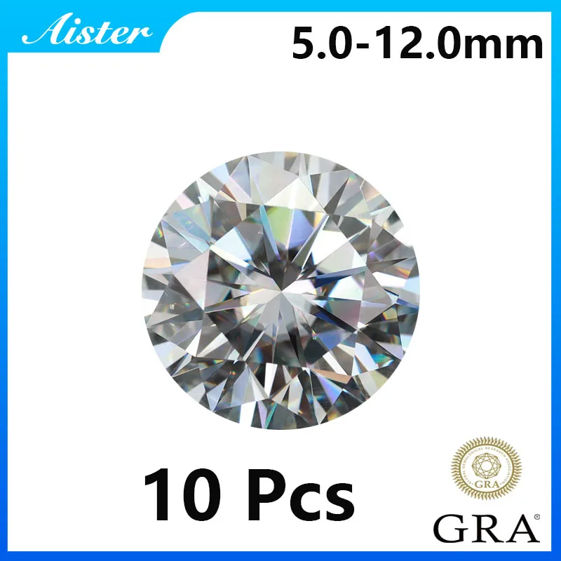 10 Pcs / Lot Real D Color Moissanite Diamond GRA Ceritified Moissanite Loose Stone Passed Diamonds Tester with Certificate