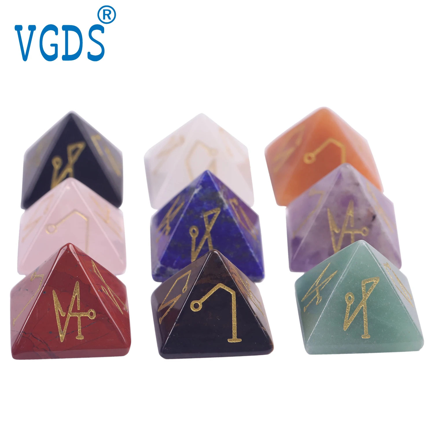 VGDS Hot Natural Crystal Quartz Amethyst Pyramid Quadrangular Cone Four Angel Constellation Symbol Energy Jewelry Healing Stone