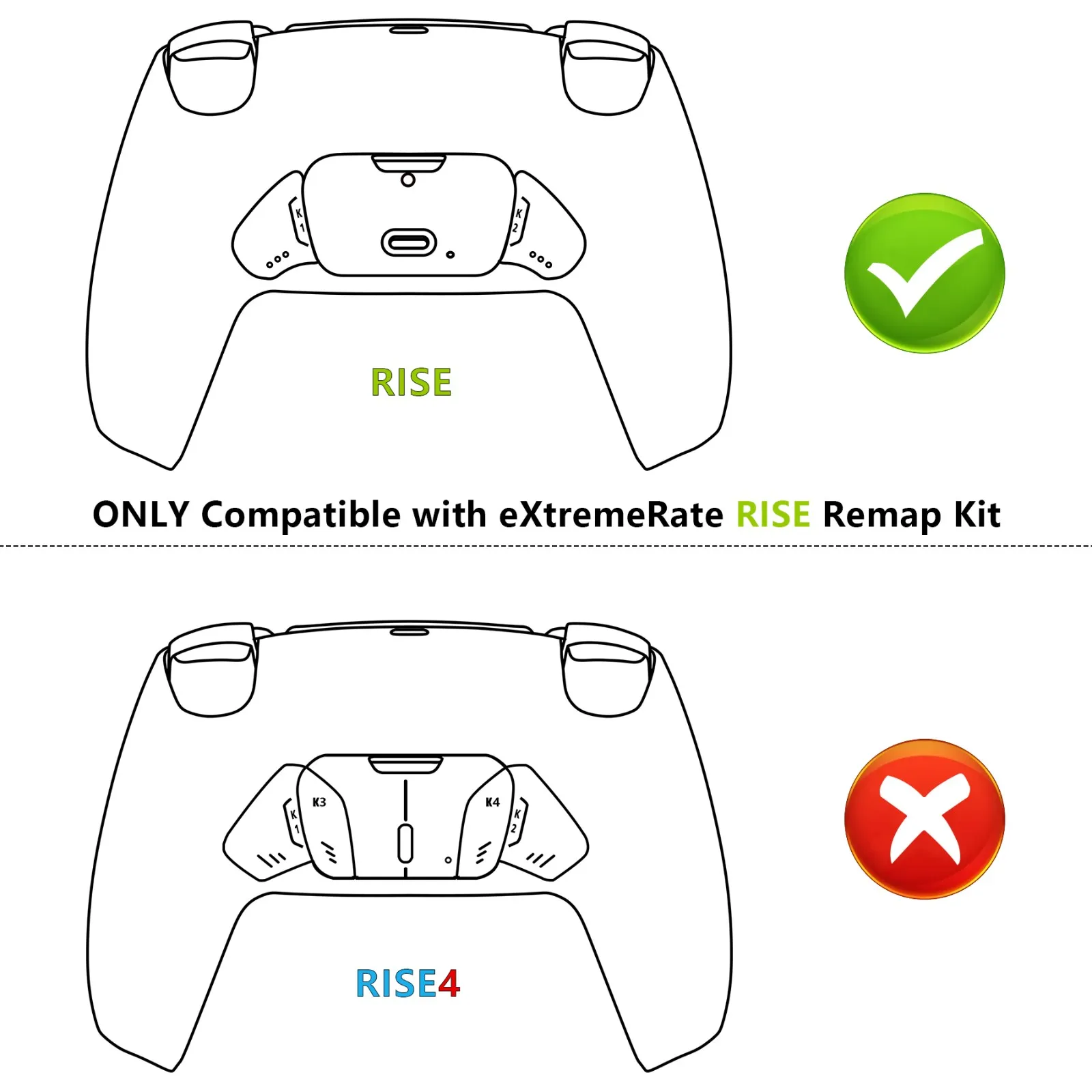 Extremerate Vervangende Opnieuw Ontworpen K1 K2 Back-Knop Voor Ps5 Rise Remap Kit-Enkele Serie 2