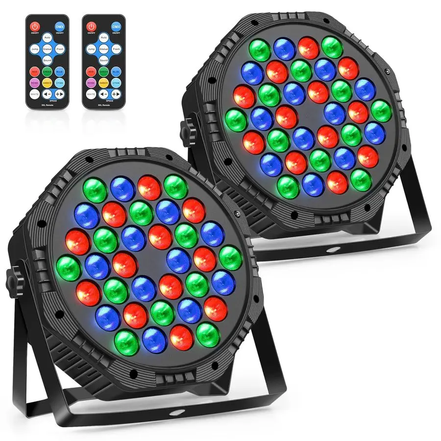 

Lights 2 Pack 36 LED Par Light Corded RGB DJ Party Uplights with Sound Activated and DMX Control for Disco, Wedding, Club, Birth