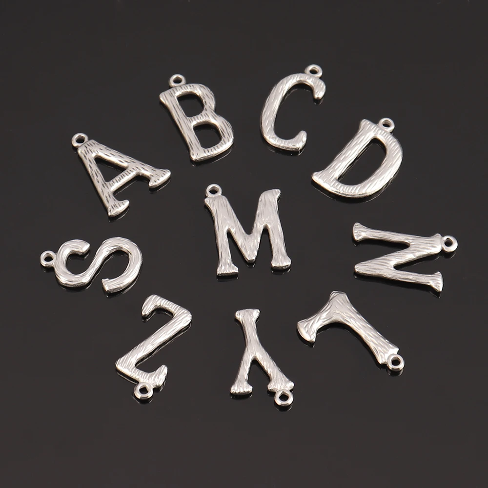 5pcs Stainless Steel Letters Charms 18K Gold Plated Alphabets Initial Letter Pendant For DIY Jewelry Finding Making Accessories