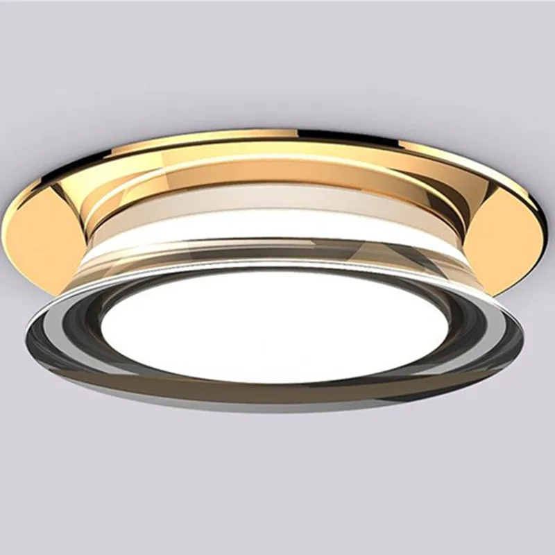 Plafonnier LED rond en cristal acrylique, éclairage d'intérieur, luminaire décoratif de plafond, lumière blanche chaude, idéal pour un couloir, 7w