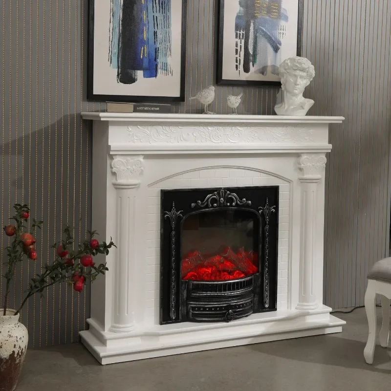 French retro fireplace decorative cabinet European simulation flame heating fireplace porch cabinet living room villa American w