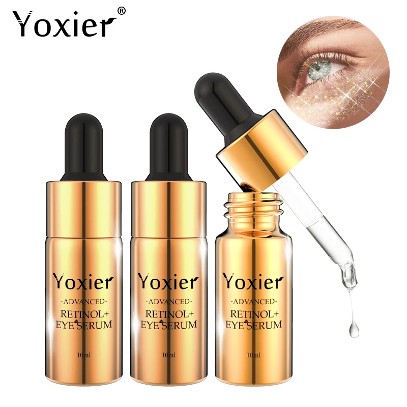 Yoxier 3pcs Retinol Eye Serum Firming Skin Care Anti-Puffiness Anti-Aging Wrinkle Dark Circles Deep Hydration Essence Eye Cream