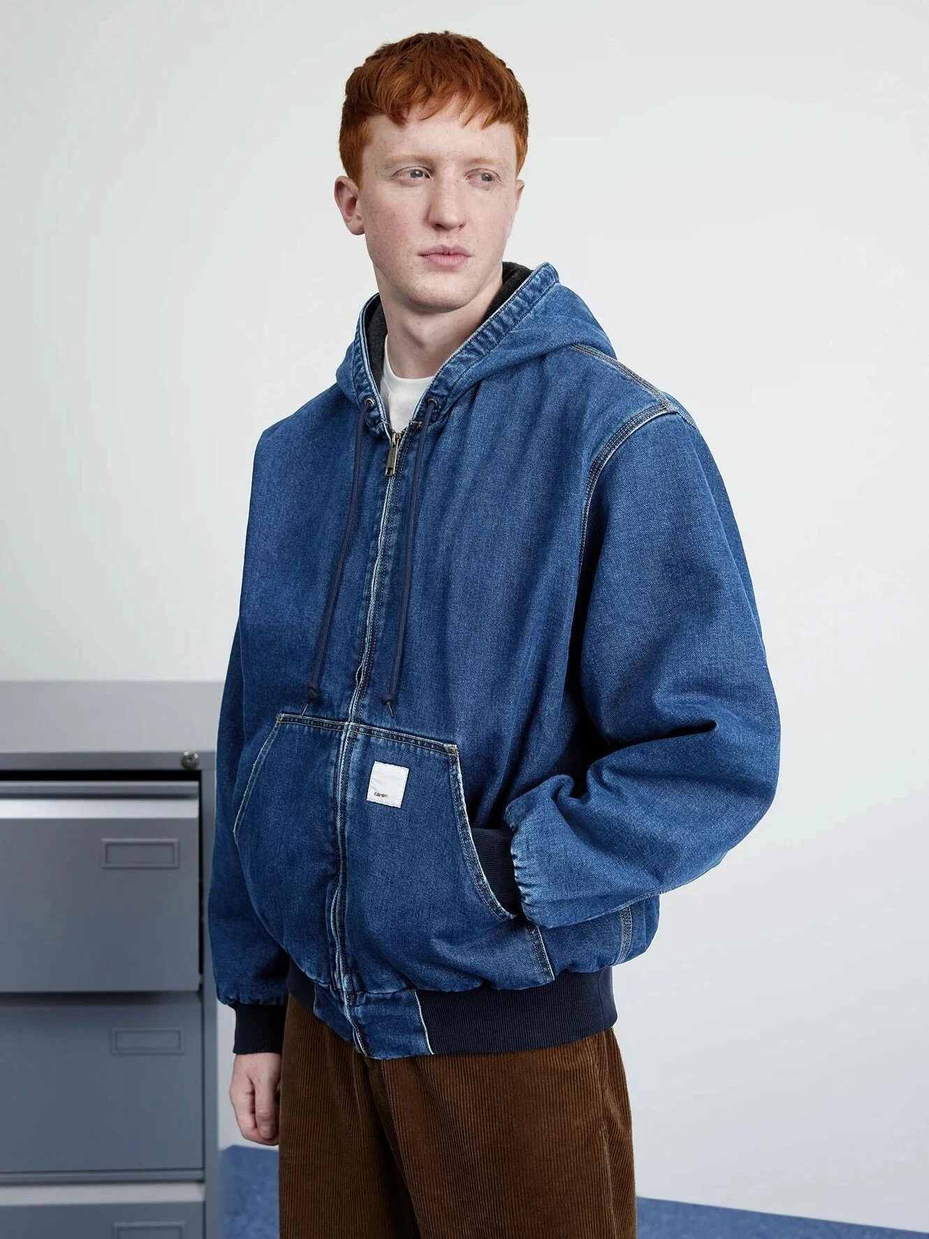 

ex American Sle Loose Fit Zipper Denim Jaet with Hood Waed Water Waed Street Sle for Men And Women