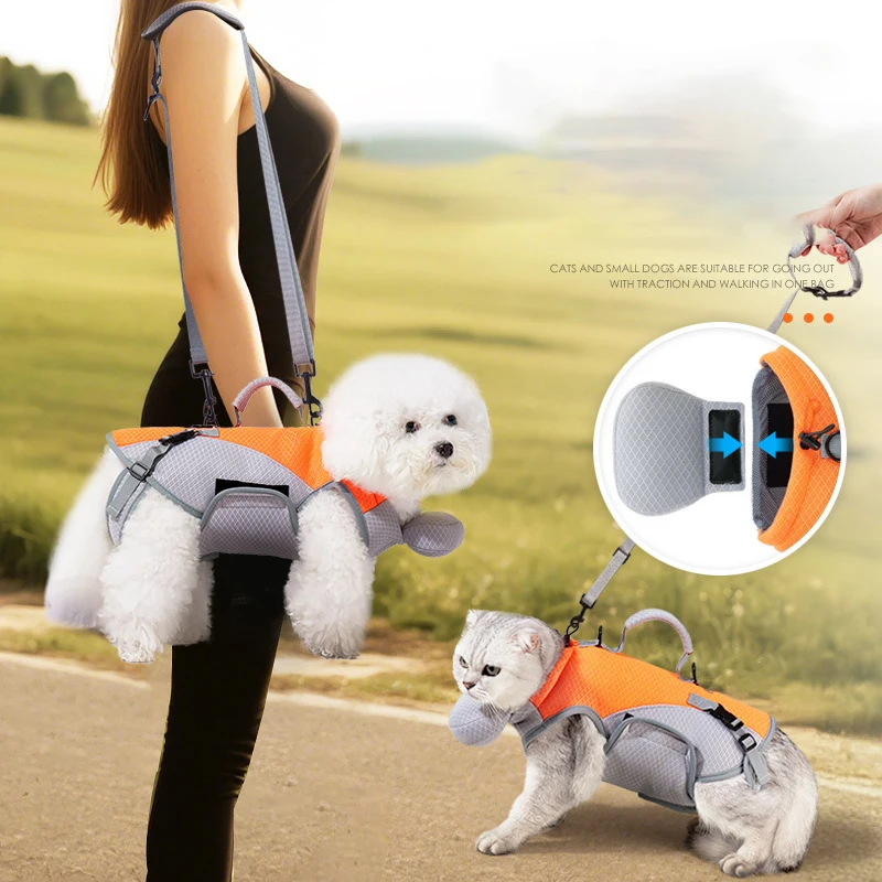 

Portable 2-in-1 Towable Cat Backpack Carrier with Detachable Swhoulder Breathable Comfortable Dog Harness Vest Puppy Essentials