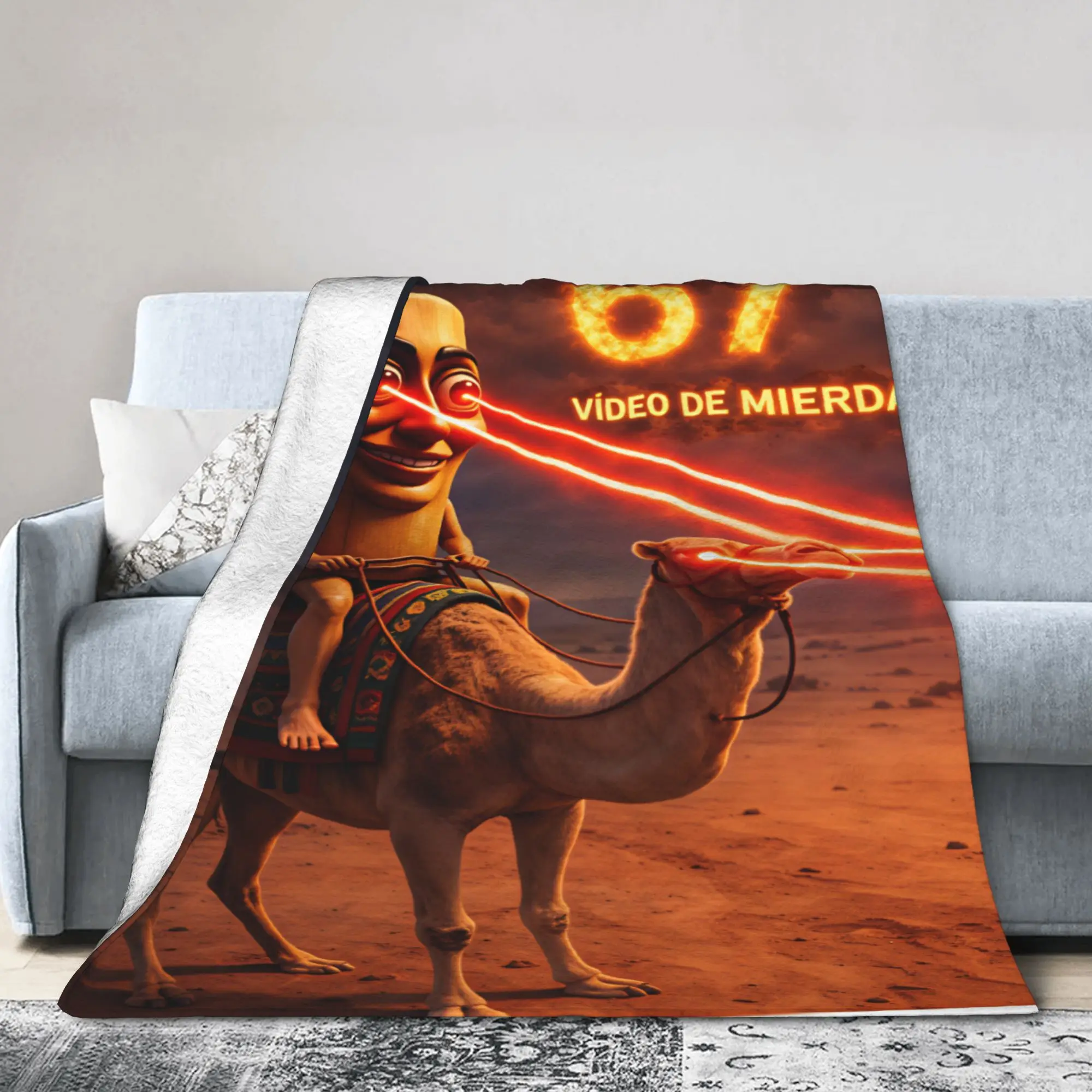 Tung Desert Laser Camel Flannel Blanket  Soft Warm Throw Blanket for Couch Bed Travel Office Funny Bedspread Sofa Bed Cover