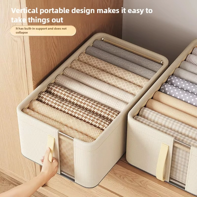 1pc Oxford Kleidung Lagerung Box Faltbar Mit Stahl Rahmen Lagerung Korb Große Kapazität Kleidung Lagerung Box Kleiderschrank Veranstalter