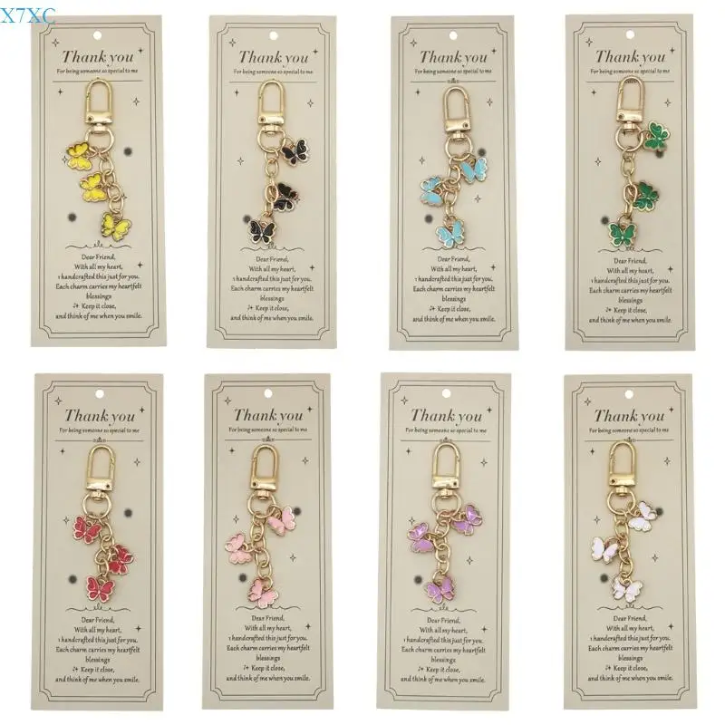 X7XC Stylish Butterfly Keychain Metal Bag Pendant Fashionable Bag Charm for Busy Professionals Students and Trendy Occasion