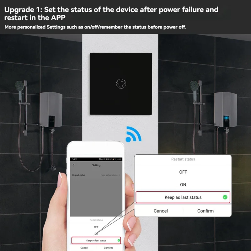 

ABMF-Wifi Boiler Switch/Water Heater Controller 20A Tuya Smart APP Remote Control Alexa Home Voice Glass Panel EU Plug