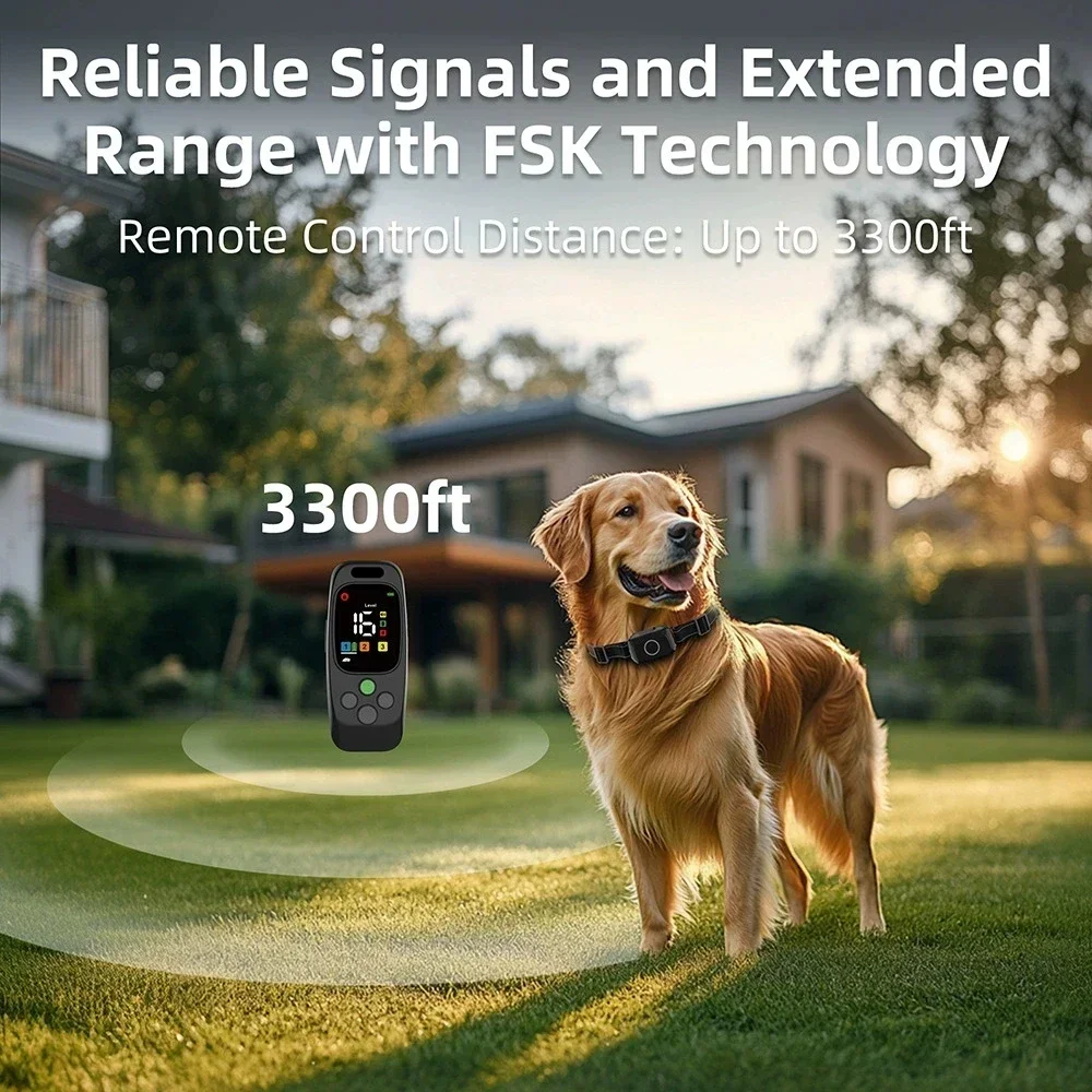 

New Upgraded 3300ft Remote Control Dog Training Collar, Rechargeable Electric Dog Anti Barking Static Collar Shows Dog Status