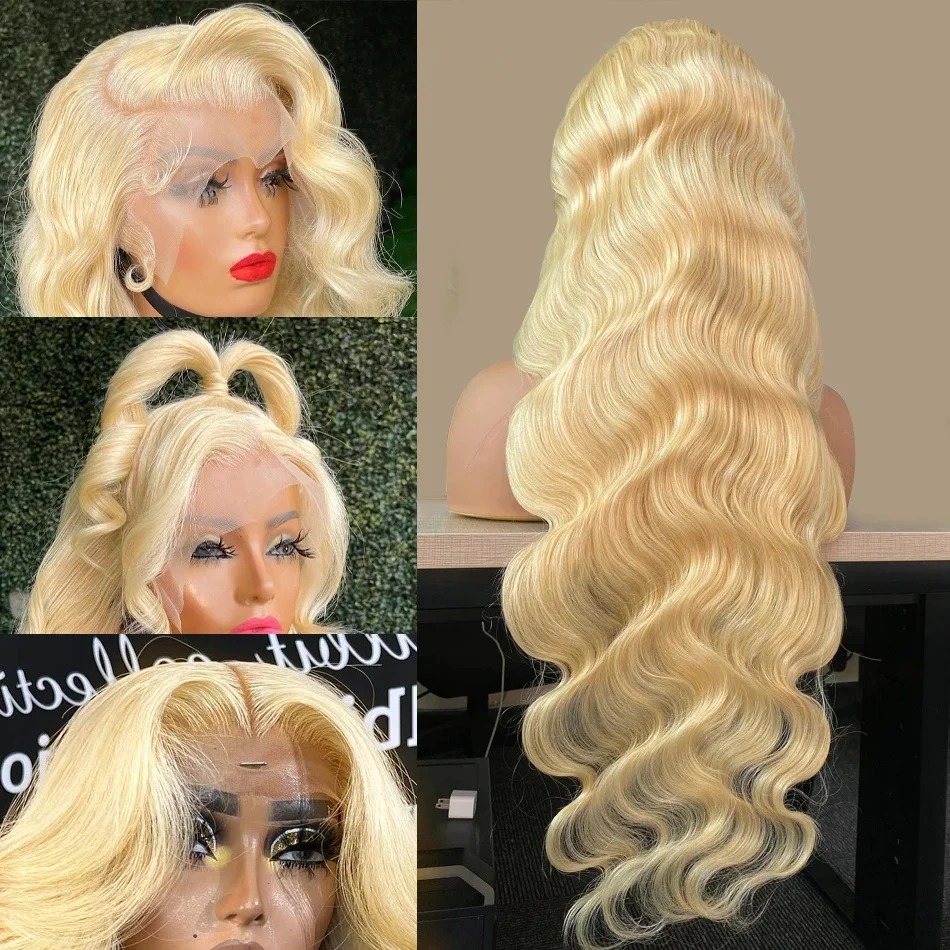 Perruque Lace Front Wig Body Wave brésilienne Remy, cheveux naturels, blond miel 360, 13x4, 13x6, transparent 613, pour femmes