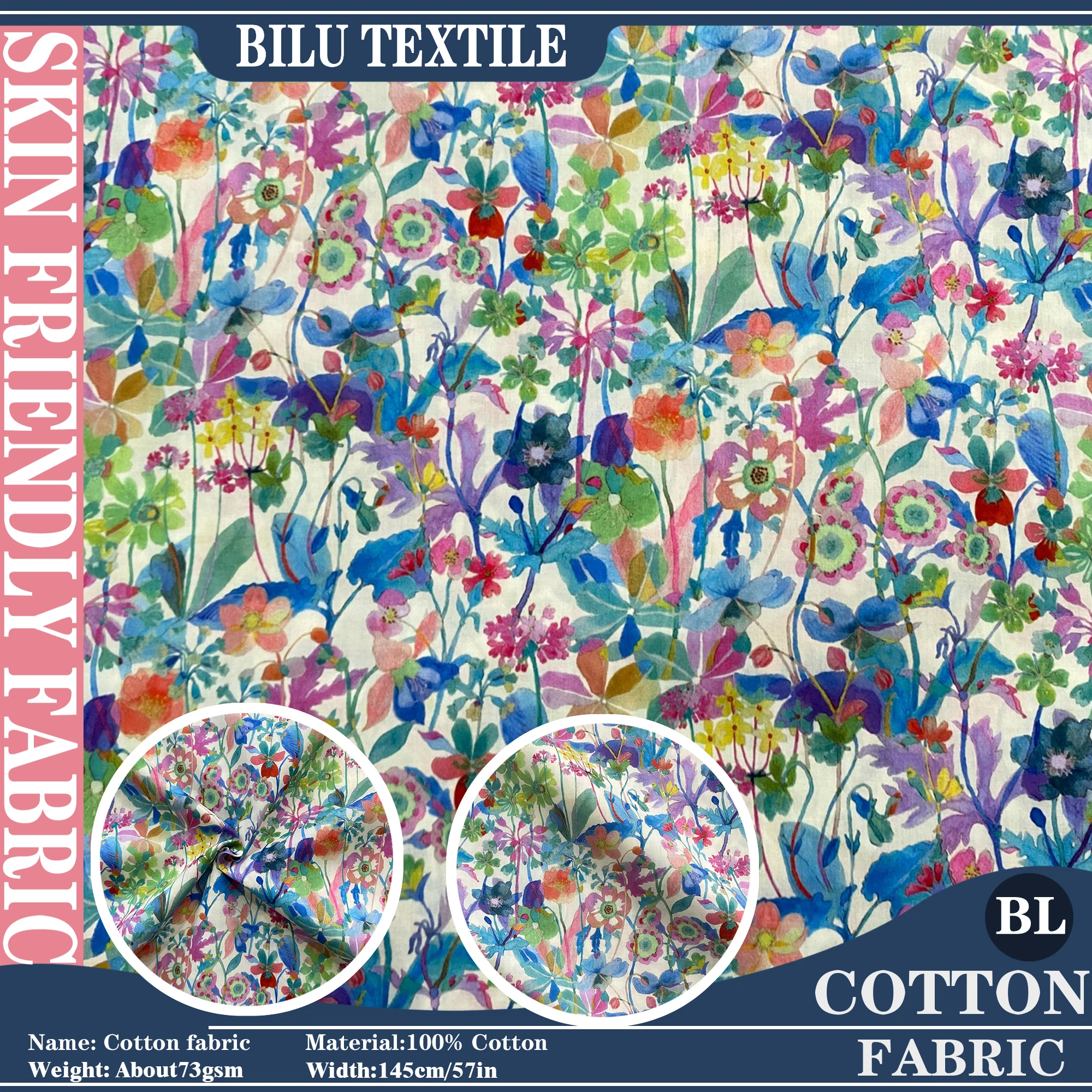 1/2/3/5/10M 100%Cotton Fabric Proposal 80S Long-Staple Cotton Poplin Printing Sewing Making Dress Clothing Handmade DIY Cloth