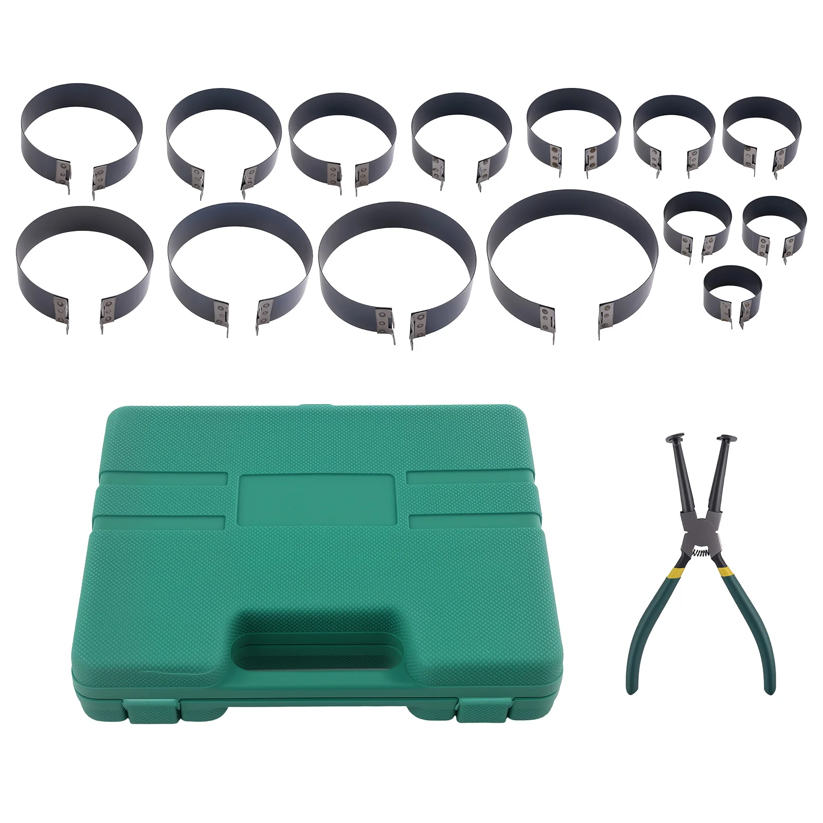 

Piston Ring Compressor Cylinder Installer with Plier & 14 Band Tool New