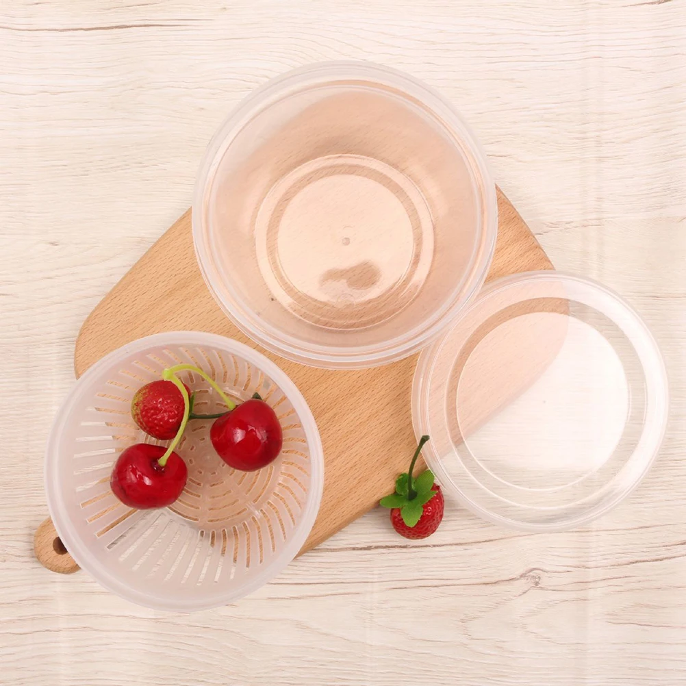 

8Sets 500Ml Round Drain Sealed Box Premium Pp Material Transparent Double Layer Onion Garlic Ginger Storage Cup Refrigerator
