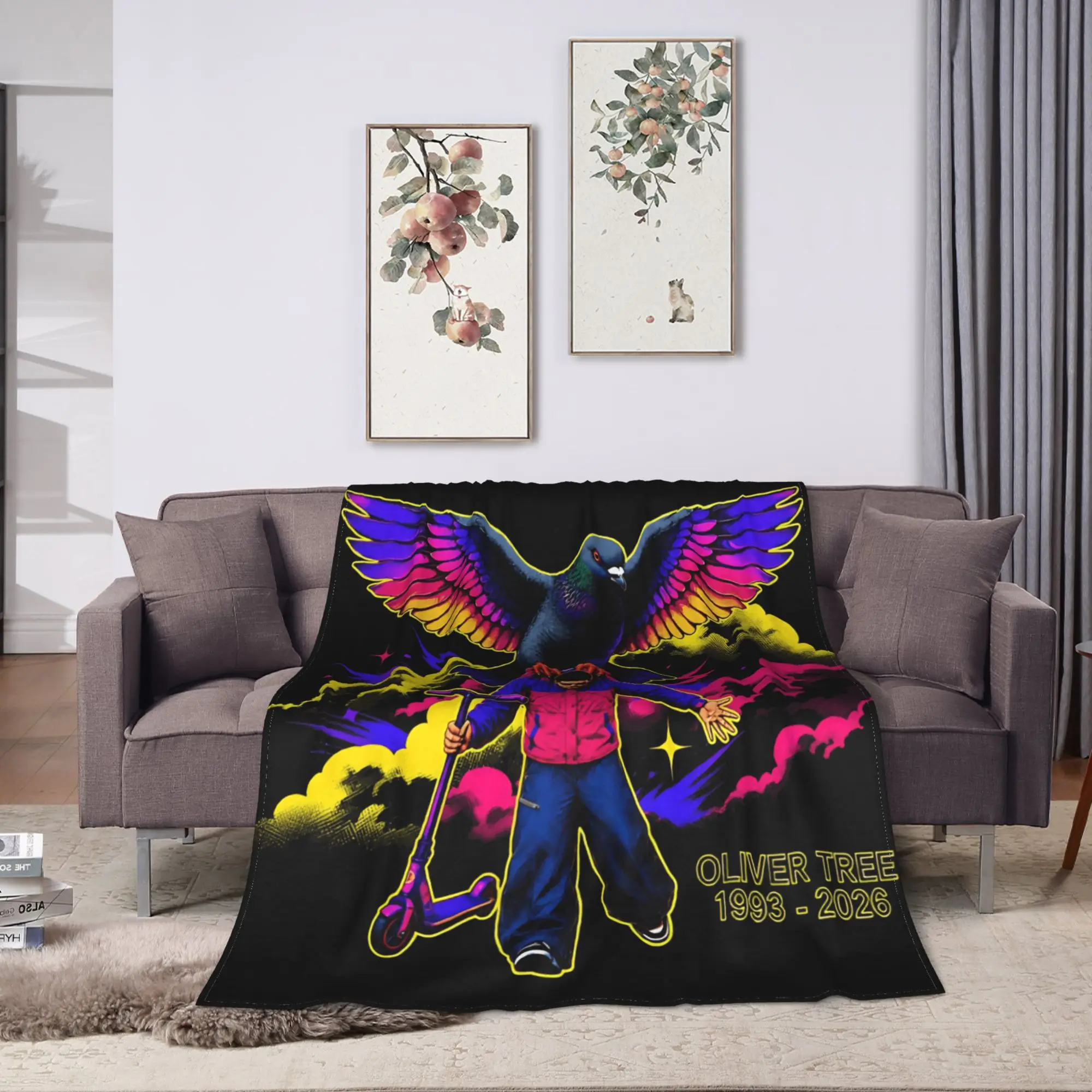 Oliver Tree Rest In Peace 1993 to 2026 Blanket Girls  Flannel Throw Blanket For Chair Sofa Bed Cozy DIY Quality Bedspread Gift