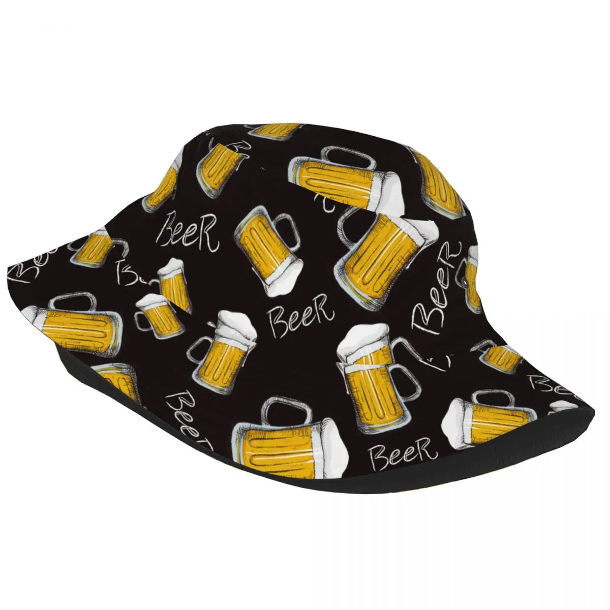 Beer Mug Pattern Bucket Hat for Woman Summer Travel Sun Hat Trendy Foldable for Outdoor Fishing Fisherman Cap Irish Country Hat