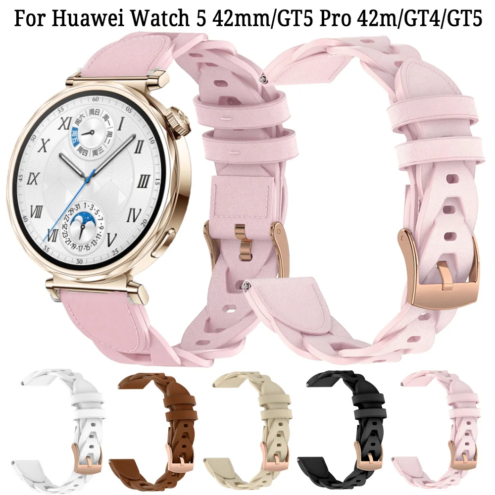 

Ремешок из синтетической кожи 18 мм для Huawei Watch 5, 42 мм GT5, 41 мм, сменный ремешок для Huawei Watch GT5pro, 42 мм, дышащий браслет