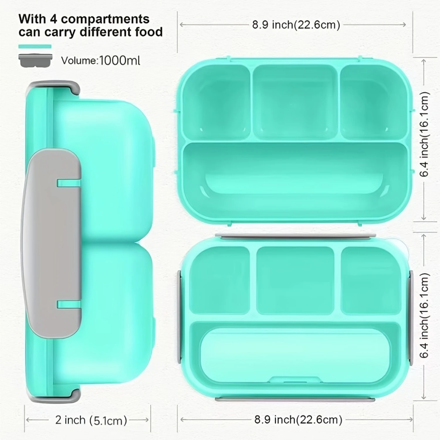 1pc Lunch Box With Tableware For Office Workers, Square Divided Microwave Oven Bento Box, Leakproof Food Container, For Back To 