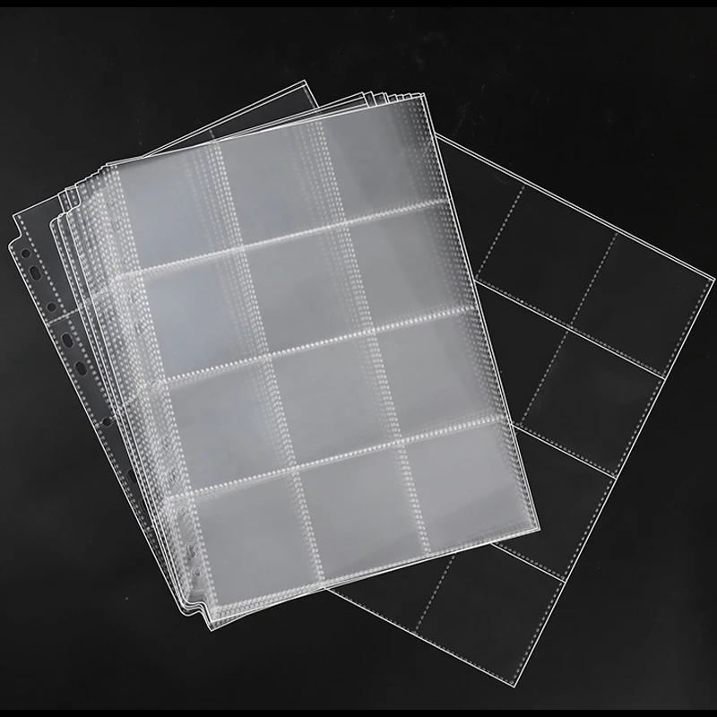

11 Holes 10 Pieces 12 Pocket Loose-leaf Card Booklet Pages 58mm Barking Badge Collection PP Inside Replacement Card Collection