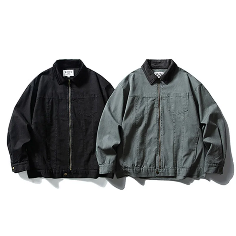 سترة Amekji الرجالية الكلاسيكية المصنوعة من القطن الخالص بياقة على شكل الفهد وسترة ديترويت من قماش الدنيم للربيع والخريف سترة من الجلد #5