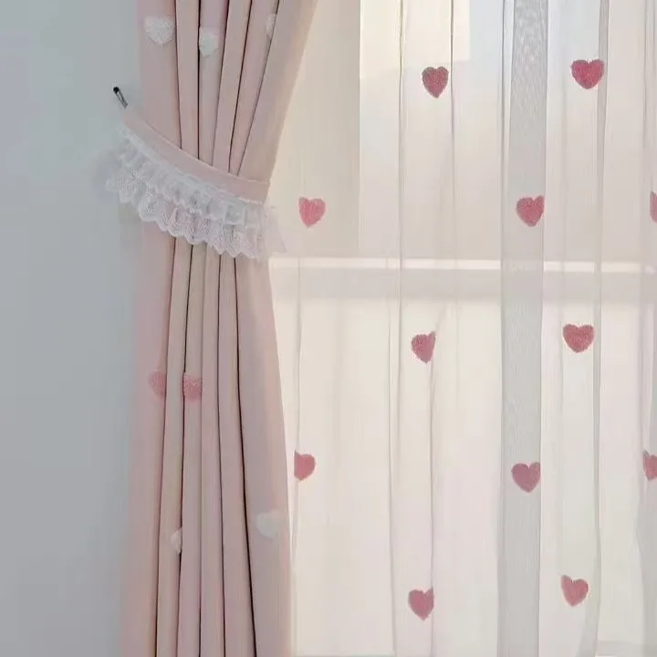 

Sweet Cute Like A Breath of Fresh Air Love Cartoon Pink Children's Room Curtain High Shading Noise Prevention