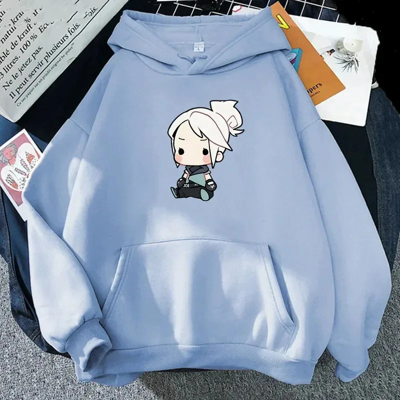 2026 забавные толстовки с рисунком аниме «Стрельба» Valorant Kawaii Jett, Harajuku, зимние повседневные пуловеры с длинными рукавами и героями мультфильмов
