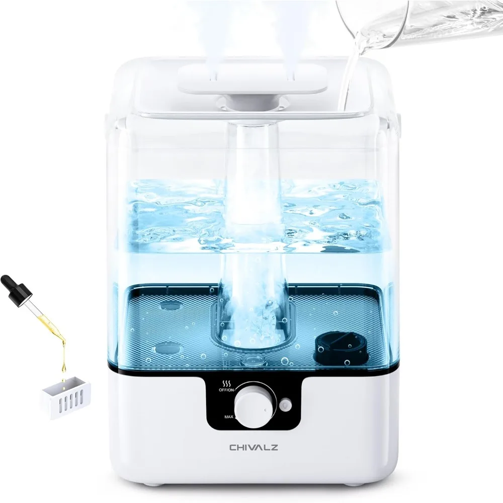 Humidifiers, Cool Mist Top Fill Humidifiers for Baby Nursery and Plants, Nightlight, Oil Diffuser 1 Pack + 2 Mist Outlets