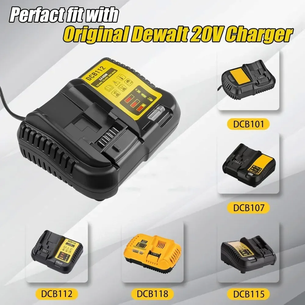 Lithium ion battery charger DCB112 for Dewalt, maximum battery DCB200DCB205DCB120DCB609DCB606,US/EU plug 12V18V20V60V, DCB112-2A