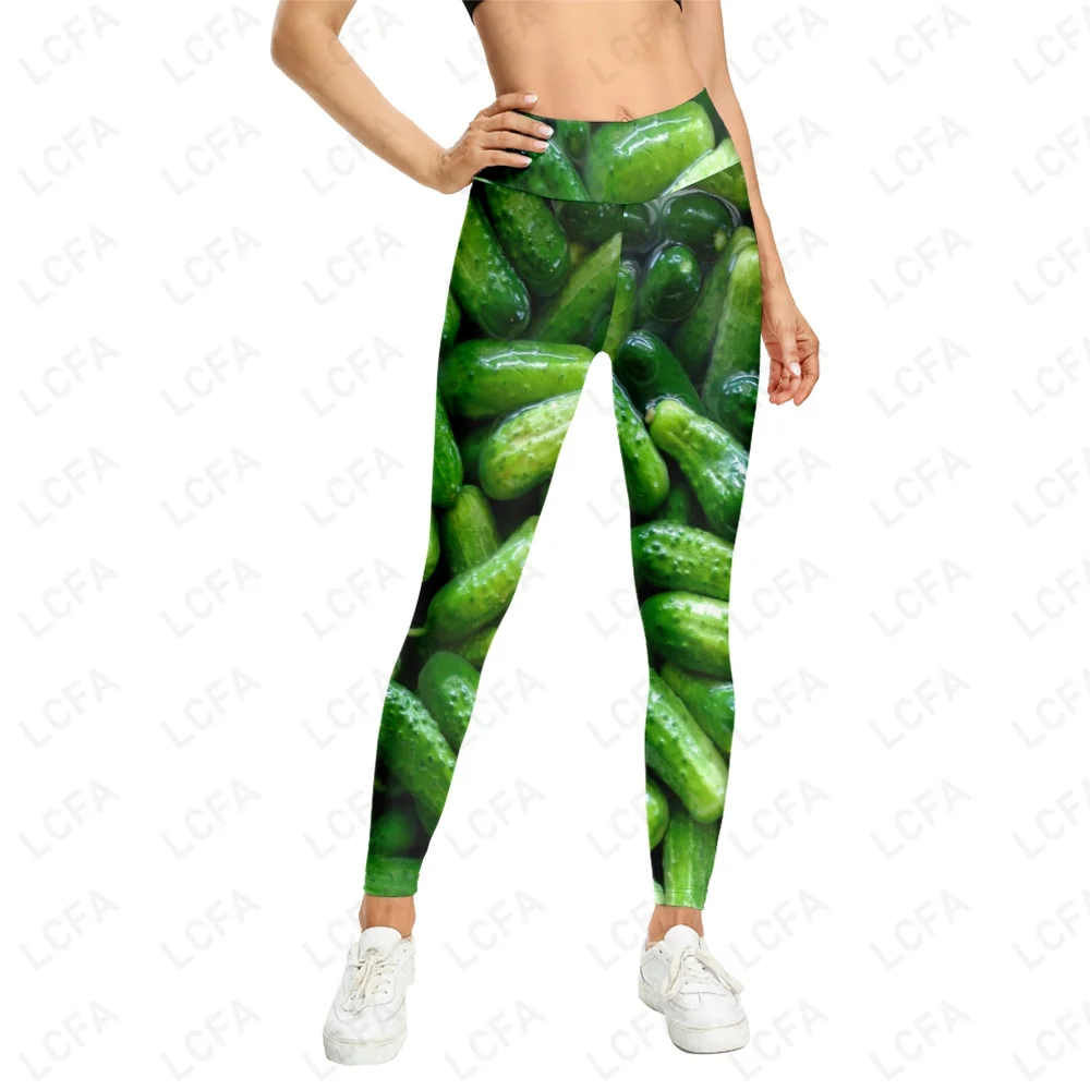 Cucumber Fruit  Style Fashion Women Leggings 3D Printed Leggings Sexy Elastic Female Skinny Leggings Funny Personality Big Size