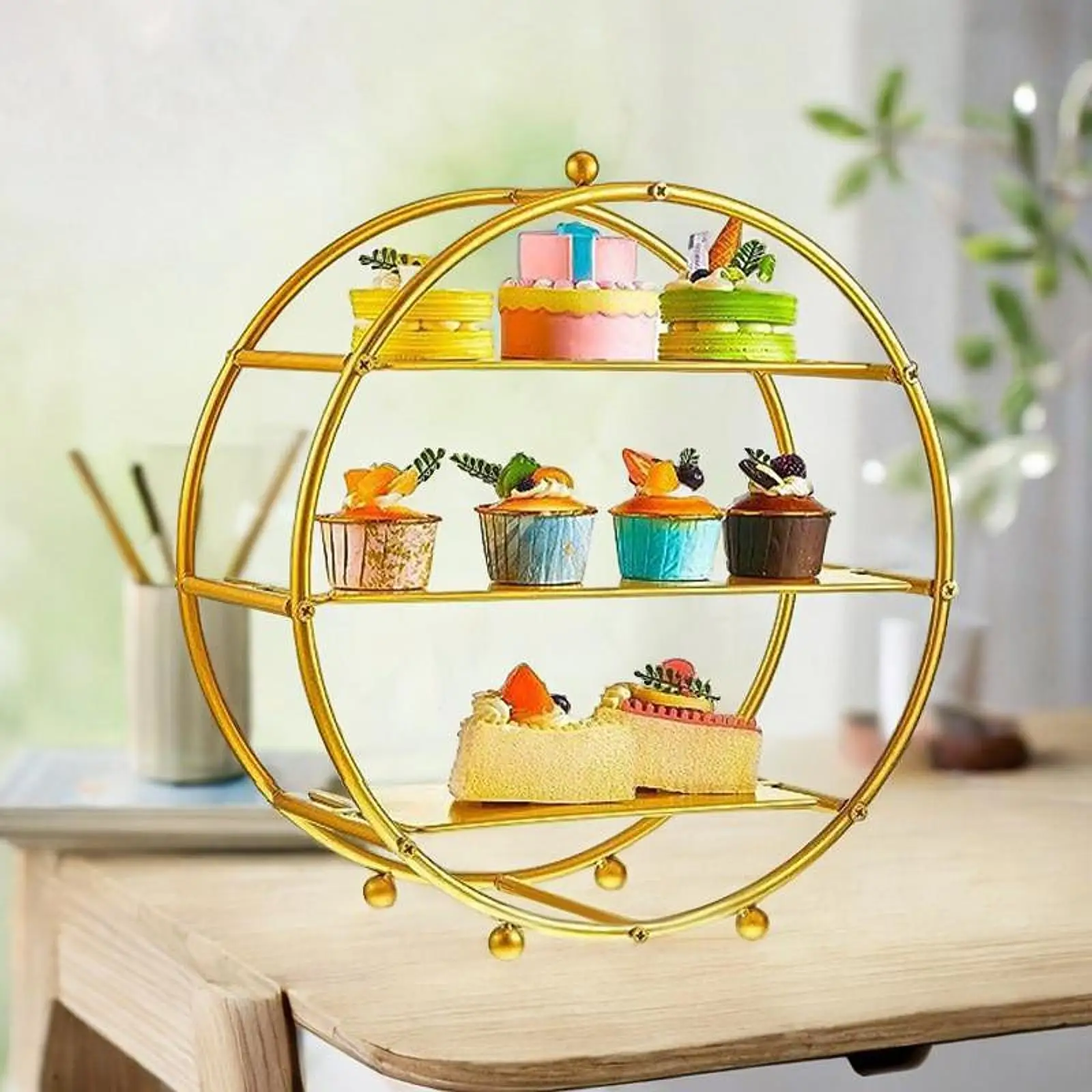 3 Tier Cupcake Stand Cookies Donuts Fruits Dessert Stand Tiered Serving Tray for Party Wedding Celebration Birthday Baby Shower