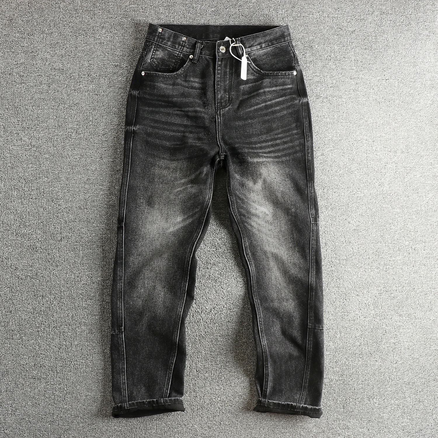 

Мужские джинсы с широкими штанинами на осень/зиму 2023 года, прямые джинсовые джинсы High Street Trend — тяжелые потертые молодежные брюки в стиле ретро