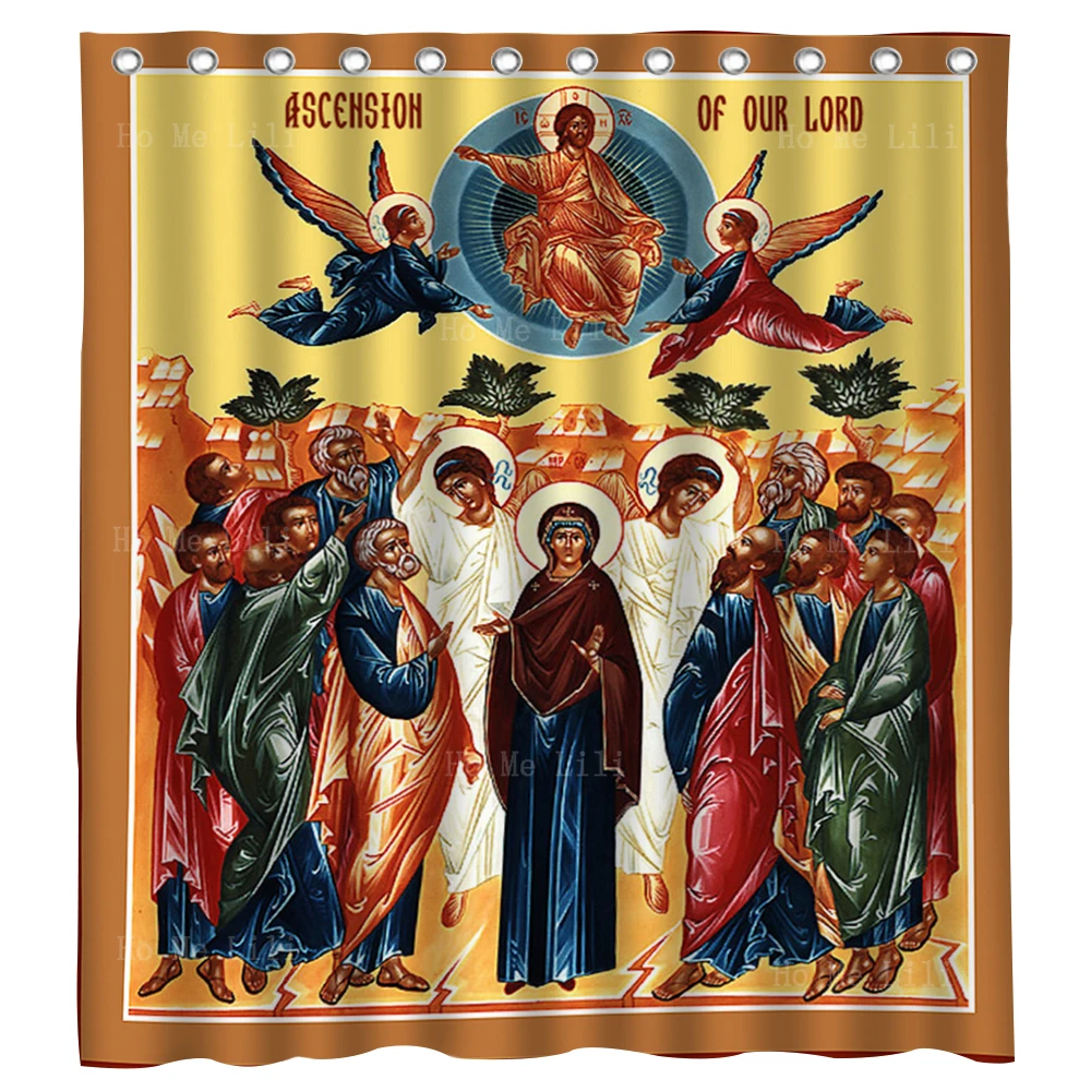 Jesus Ascension Christ Resurrection Of The Lord Icon Savior Theophany Shower Curtain With Hooks By Ho Me Lili Bathroom Decor