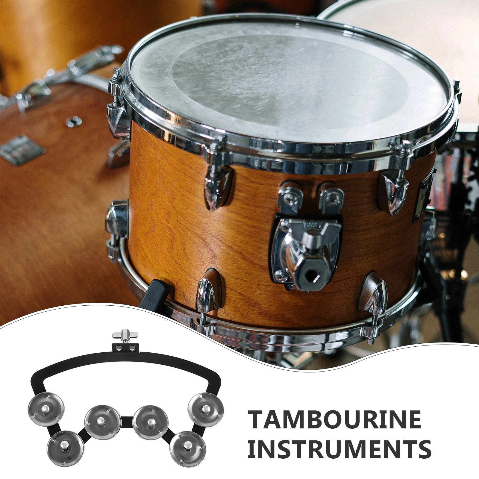 

Drum Tambourine Bell Sturdy Aluminum Alloy Abs Smooth Edge No Burrs Easy Installation Music Instrument For Beginners Party