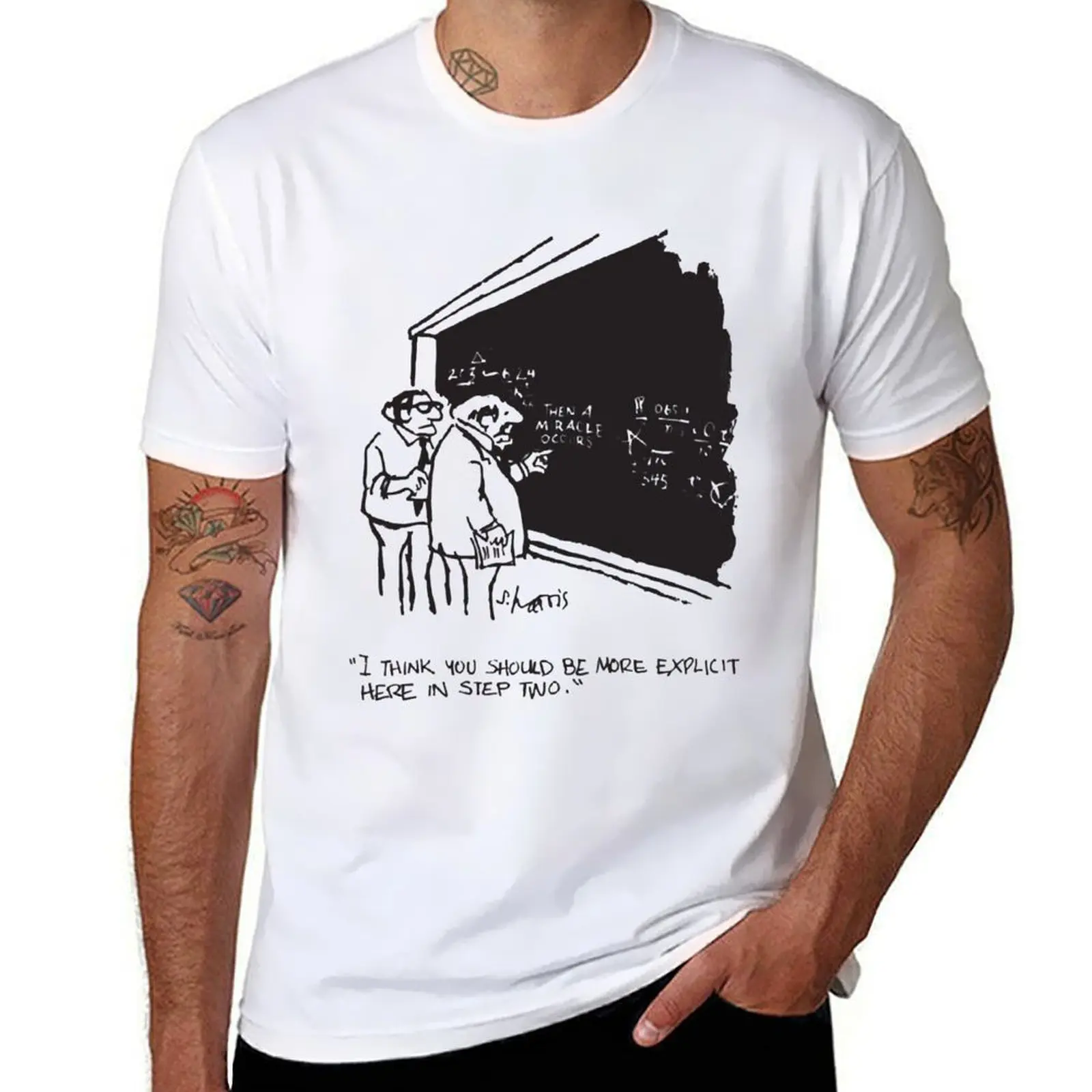 Sidney Harris Miracle Explicit Science Math Lab Hu T-Shirt T-Shirt imprimé personnalisé