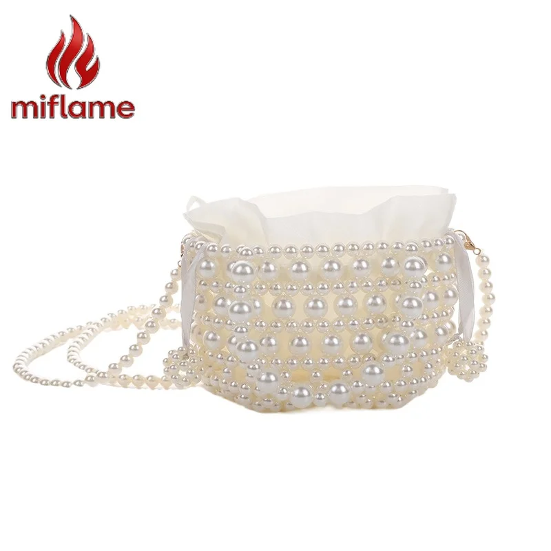 

Women's Pearl Evening Clutch Elegant Shoulder Bag Handbag Makeup Organizer for Party Wedding Banquet Vintage Style