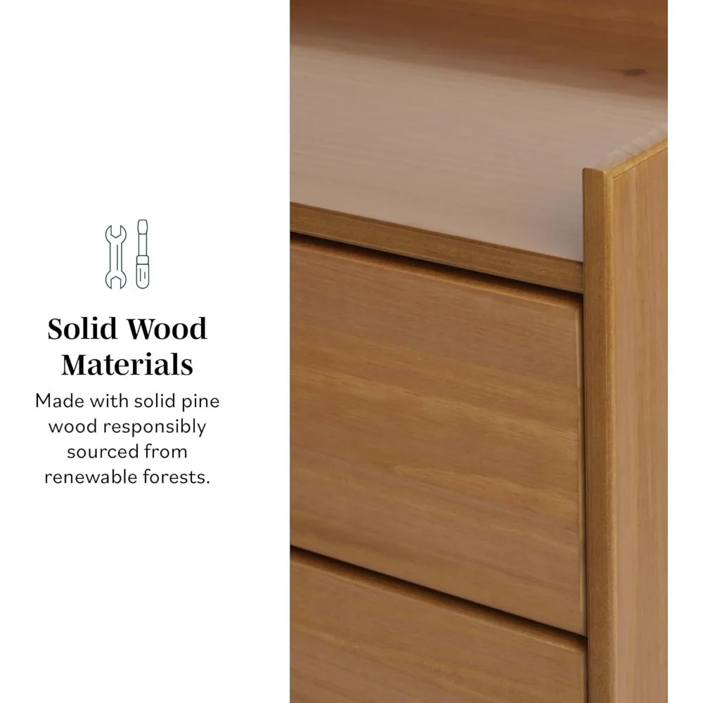 Blythe mesa de cabeceira moderna de meados do século com 2 gavetas e 20 polegadas, caramelo