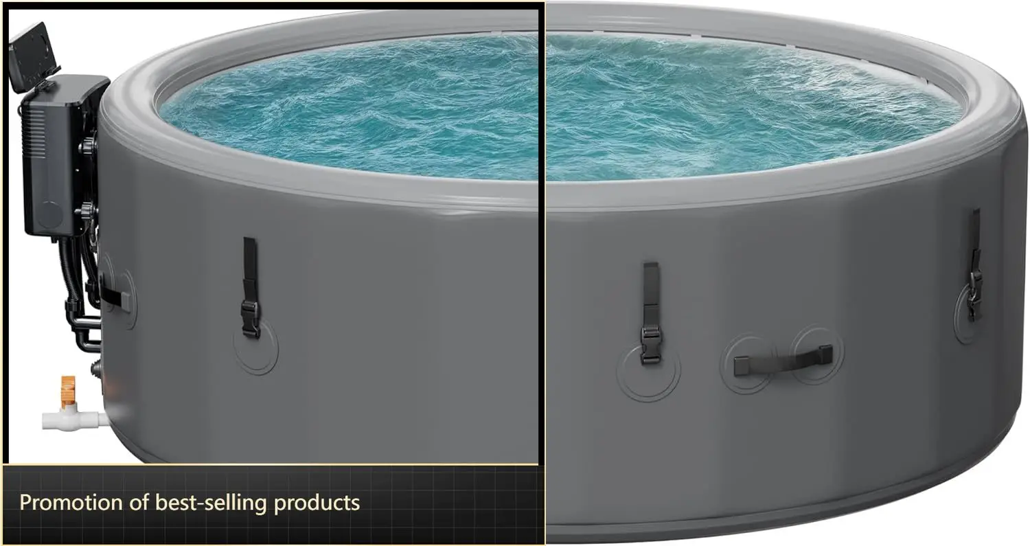 

Надувное джакузи Drop-Stitch 85 дюймов, уличный спа-бассейн XL на 6-8 человек с энергосберегающим термопокрытием, 180 пузырьковых форсунок и 104 вентиляционных отверстия ° Ф Рапид Хэ