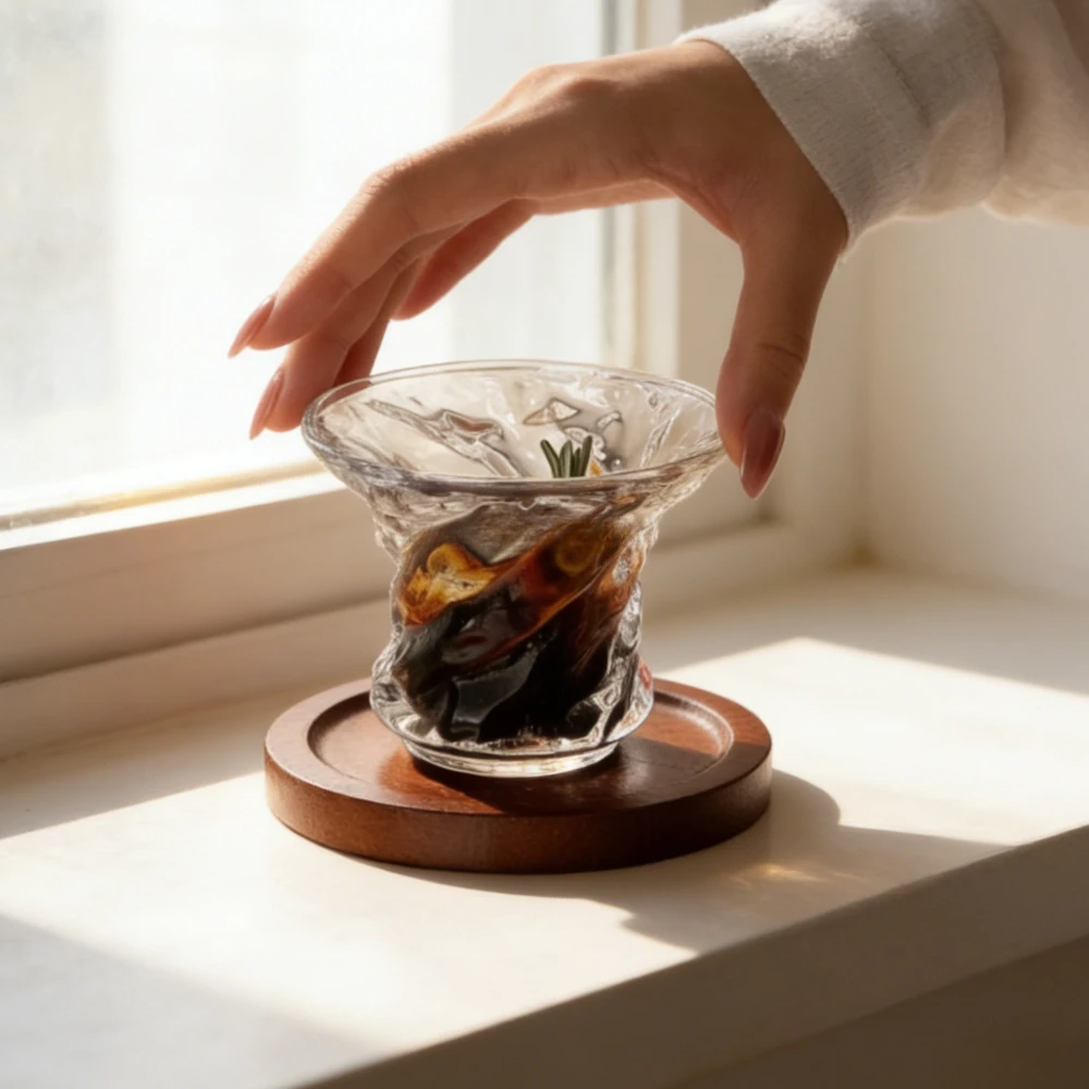 Transparent Glass Coffee Cup High Appearance Level Creative Latte Cups Home Exquisite Whisky Glass Special Mixed Drink Water Cup