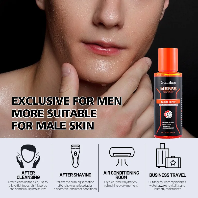 GuanJing Toner Wajah Pria, produk perawatan kulit wajah Pengontrol Minyak Kulit untuk Pria 100ml