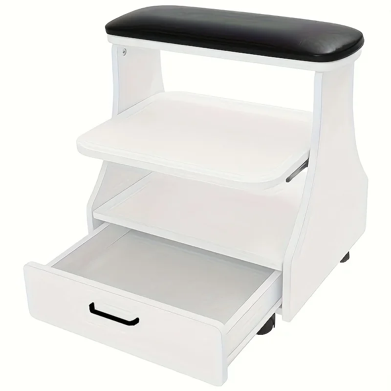 Foreign trade cross-border nail stool with movable beauty stool storage, cart foot rest, leather pad, multifunctional nail