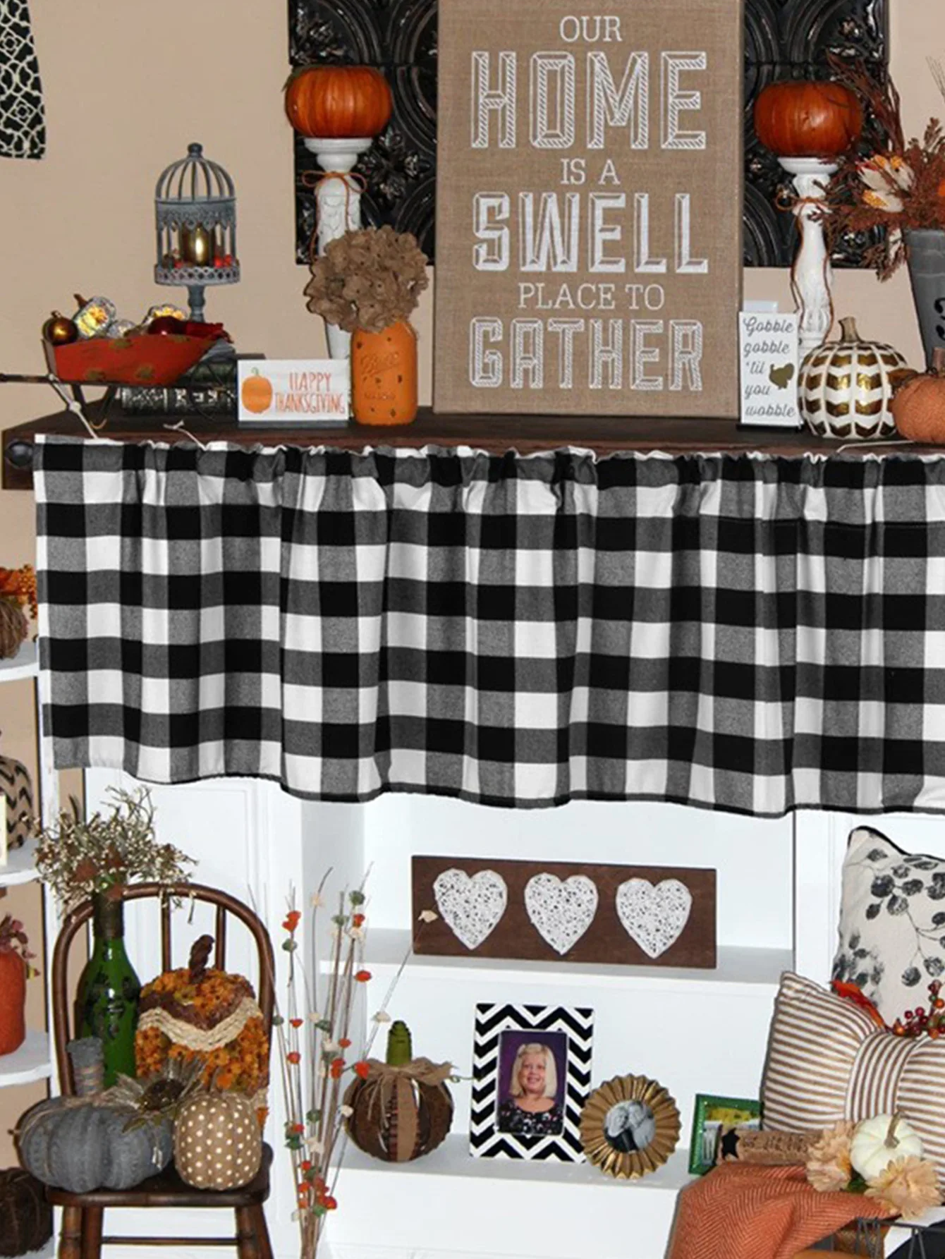 الجاموس تحقق منقوشة نافذة ديكور قضيب جيب الستائر للمطبخ الحمام غرفة المعيشة لينة دائم تصميم مزرعة أحمر أبيض